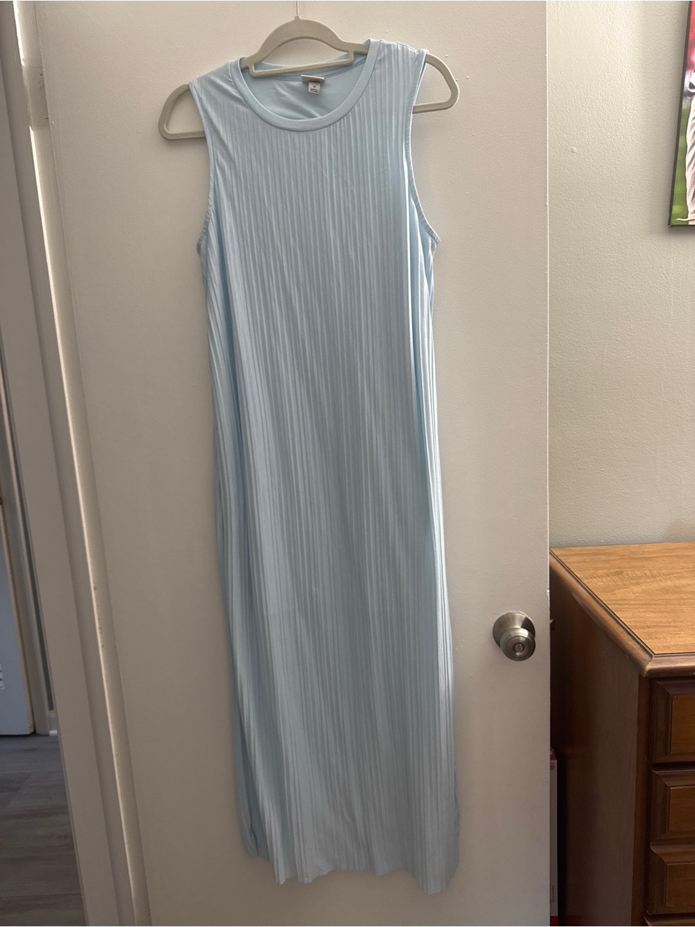 a new day Light Blue Sleeveless Ribbed Maxi Dress - Crew Neck